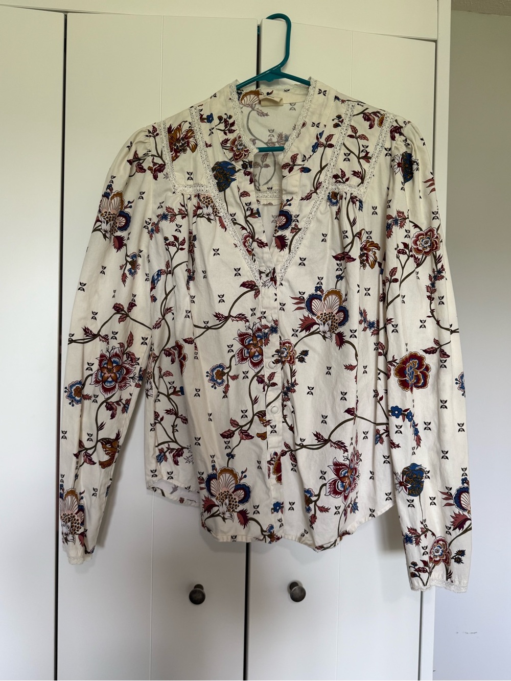 Good Hart Matilda Jane-Cream Floral V-Neck Long Sleeve Blouse
